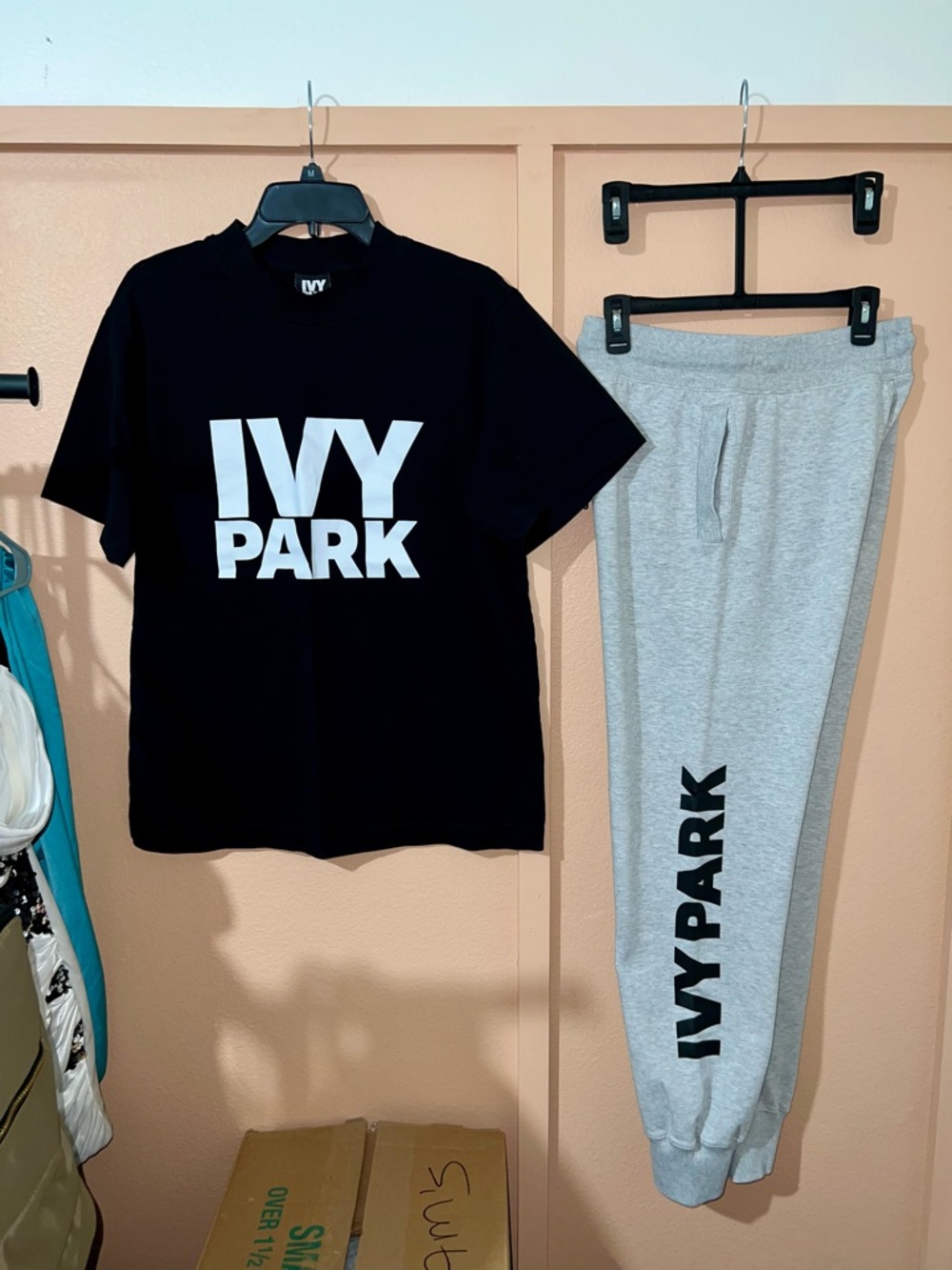 IVY PARK Black Tee With Gray Logo Joggers